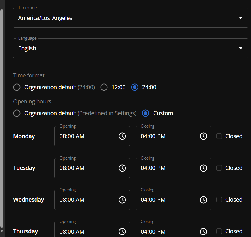 Build booking related settings